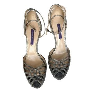 Ralph Lauren Purple Label Metallic Snakeskin Heels - EU 38.5